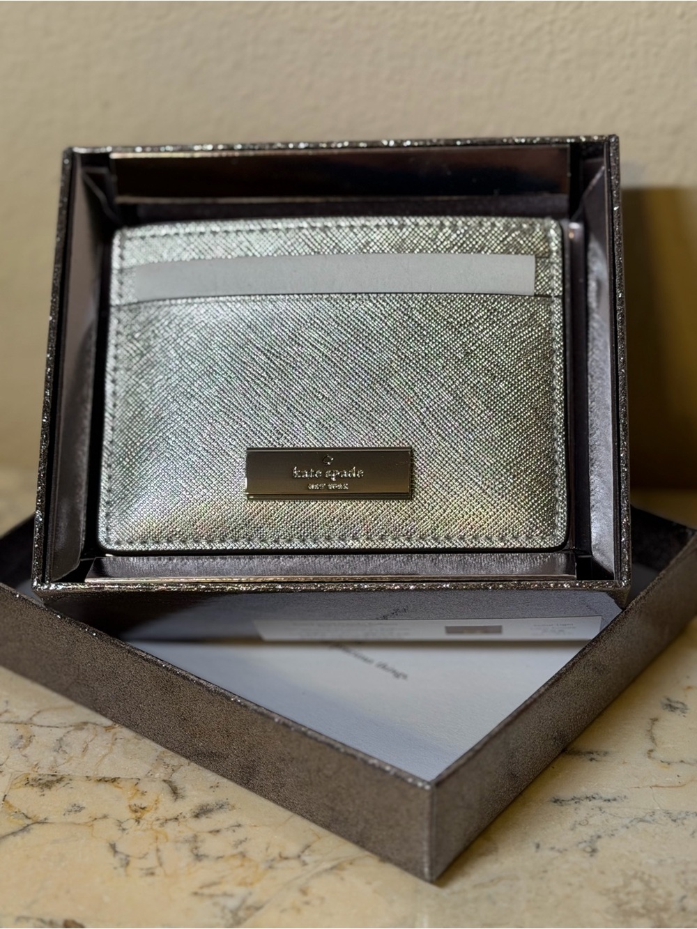 kate spade Iridescent Silver Card Case